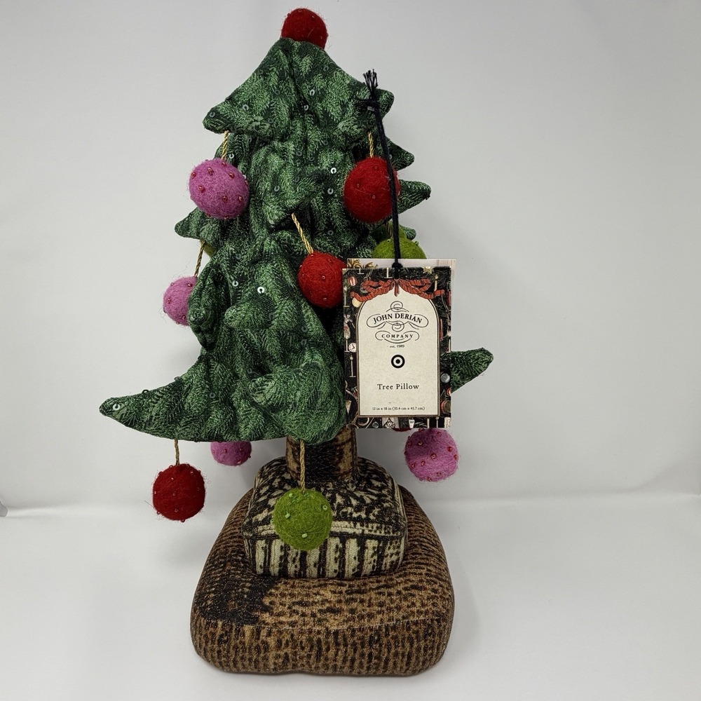 John Derian X Target 18"x12" Christmas Tree Pillow with Ball Ornaments Xmas